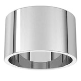 18K White Gold Flat Wedding Band, 12 mm Wide