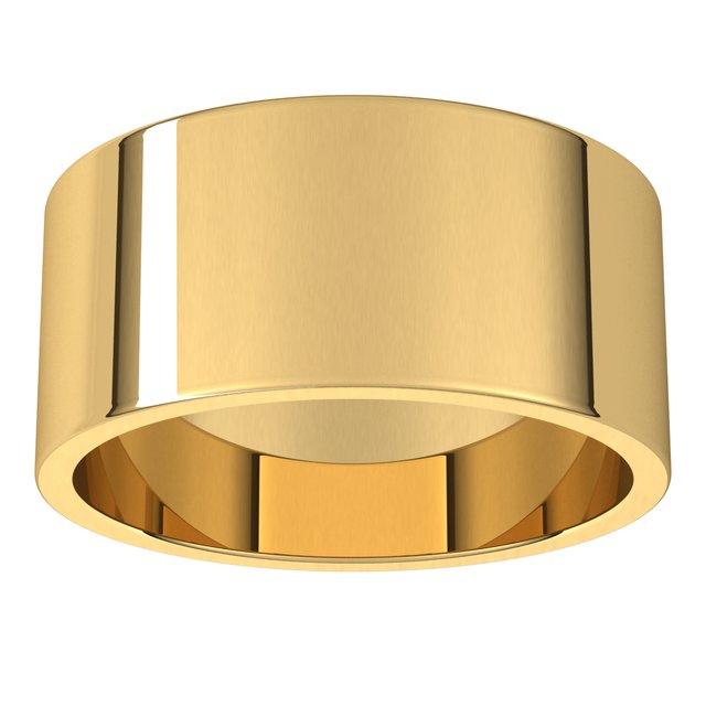 14K Yellow Gold Flat Wedding Band, 9 mm Wide