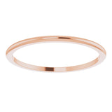 14K Rose Gold Half Round Wedding Band, 1 mm Wide