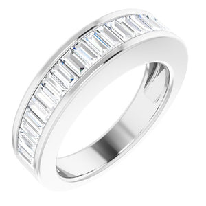 14K White Gold 1 CTW Baguette Diamond Anniversary Band