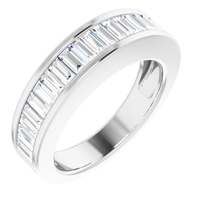 Platinum 1 CTW Baguette Diamond Anniversary Band