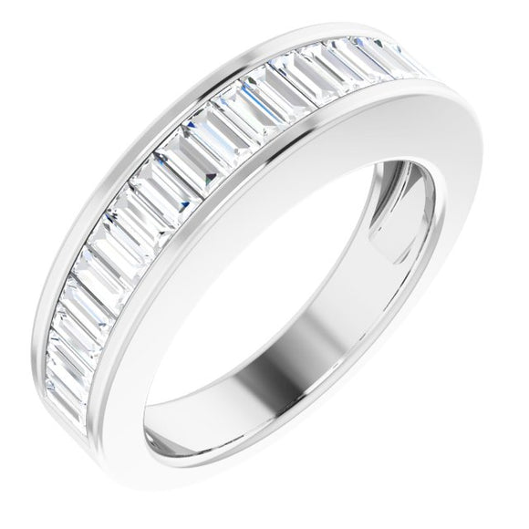 14K White Gold 1 CTW Baguette Diamond Anniversary Band