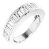 14K White Gold 1 CTW Baguette Diamond Anniversary Band