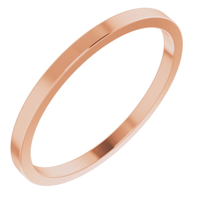 18K Rose Gold Flat Wedding Band, 1.5 mm Wide