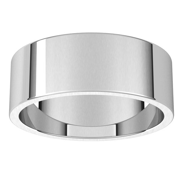 10K White Gold Flat Wedding Band, 7 mm Wide