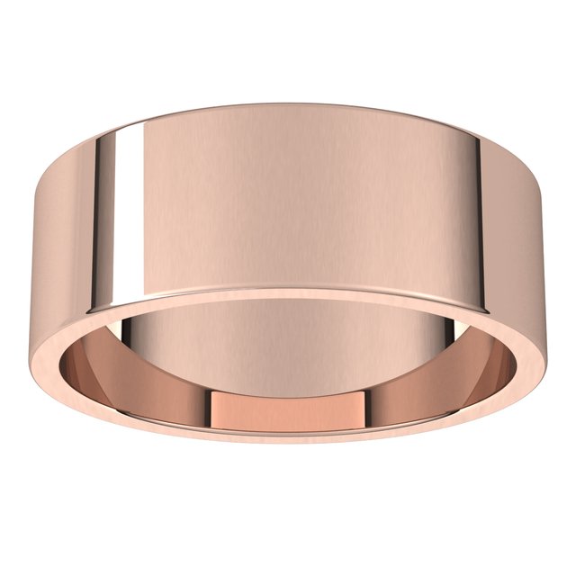 14K Rose Gold Flat Wedding Band, 7 mm Wide