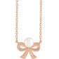 Cultured White Akoya Pearl 18" Bow Necklace