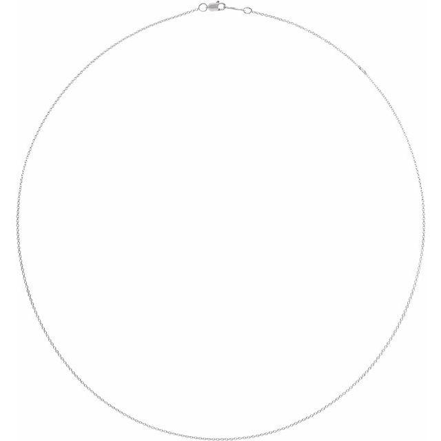 Rhodium Plated Sterling Silver 1 mm Solid Cable Chain