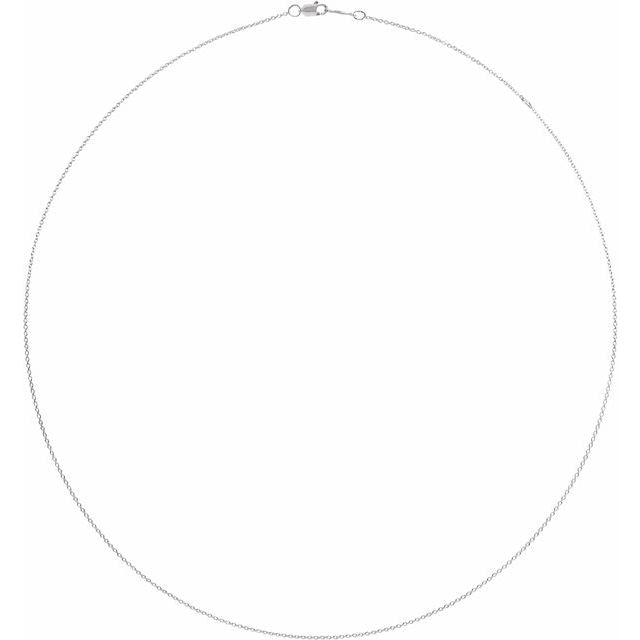 10K White Gold 1 mm Solid Cable Chain