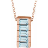 Natural Sky Blue Topaz Bar 16-18" Necklace