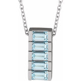 Natural Sky Blue Topaz Bar 16-18" Necklace
