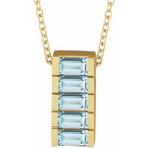 Natural Sky Blue Topaz Bar 16-18" Necklace