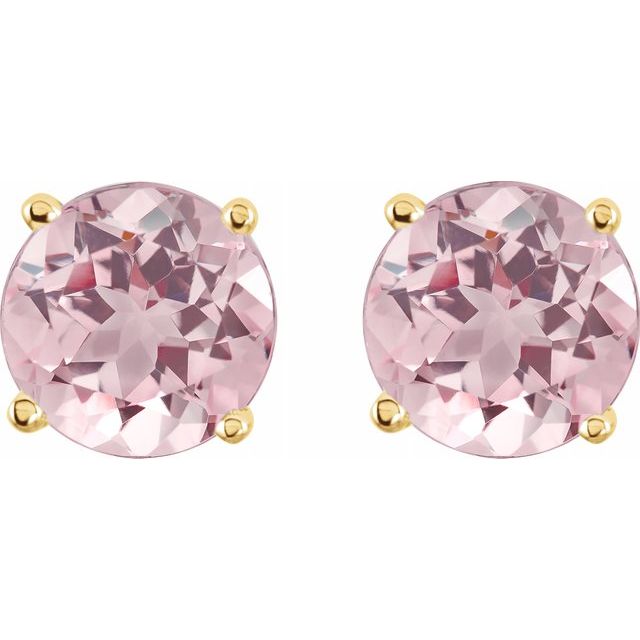 14K Gold 5 mm Natural Pink Morganite Stud Earrings