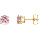 14K Gold 5 mm Natural Pink Morganite Stud Earrings