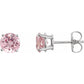 14K Gold 5 mm Natural Pink Morganite Stud Earrings