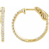 26.5 mm 1 CTW Natural Diamond Inside-Outside Hinged Hoop Earrings