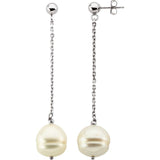 14K White Gold 9-11 mm Freshwater Cultured Pearl Dangle Earrings
