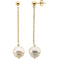 14K Yellow Gold 9-11 mm Freshwater Cultured Pearl Dangle Earrings