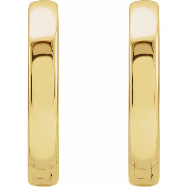 14K Yellow Gold Small Hinged Hoop Earrings, Square Profile