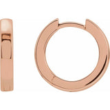 14K Rose Gold Small Hinged Hoop Earrings, Square Profile