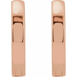 14K Rose Gold Small Hinged Hoop Earrings, Square Profile