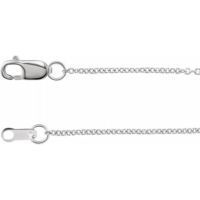 10K White Gold 1 mm Solid Cable Chain
